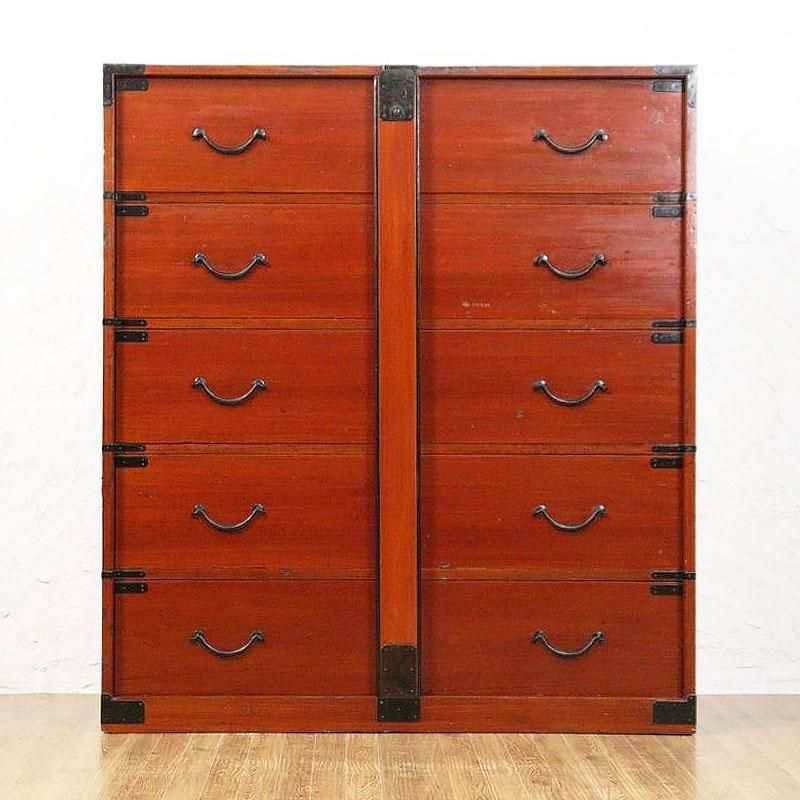 和箪笥 総桐閂付き 大正 朱和箪笥 三尺 アンティーク