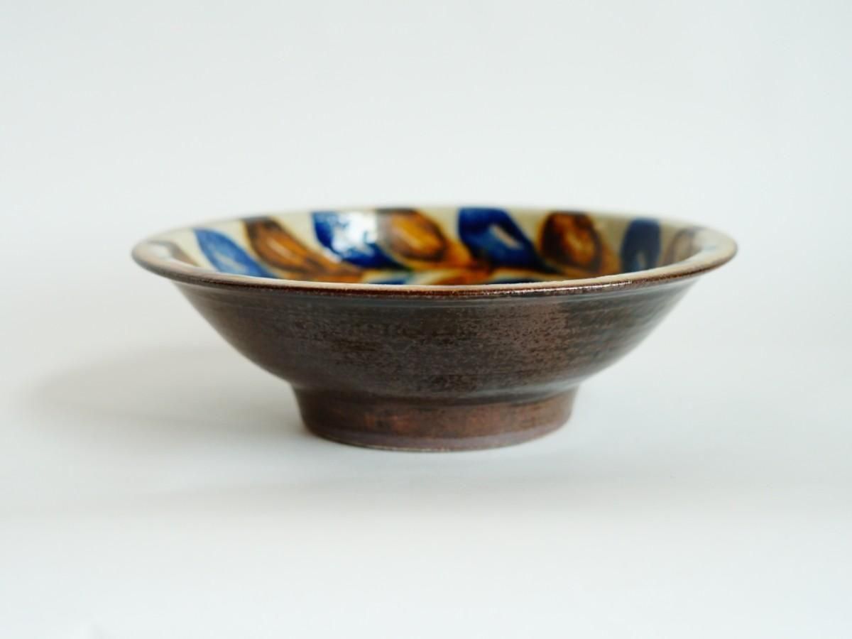 やちむん工房 田村窯のワンブー 7寸 点打 緑・呉須（鉢）| うつわと