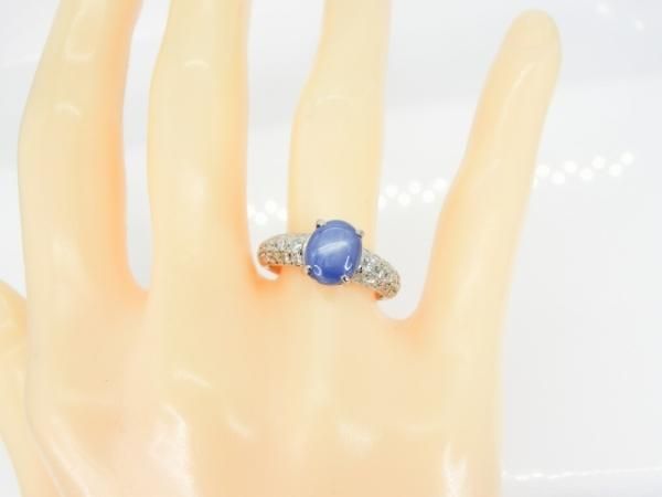 スターサファイア パヴェダイヤモンドリング SA 3.00ct D 0.47ct Pt900