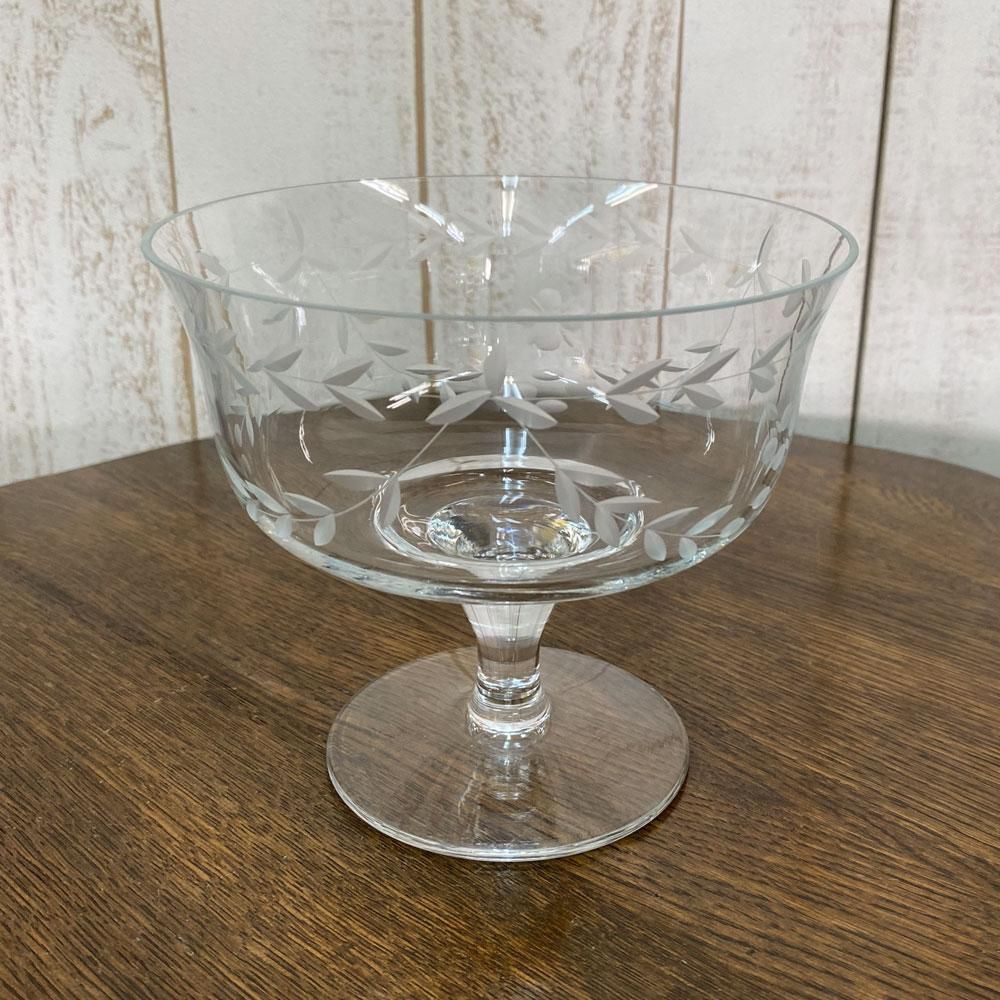 アンティーク雑貨｜ガラス食器｜コンポート｜グラヴィール彫刻｜1910