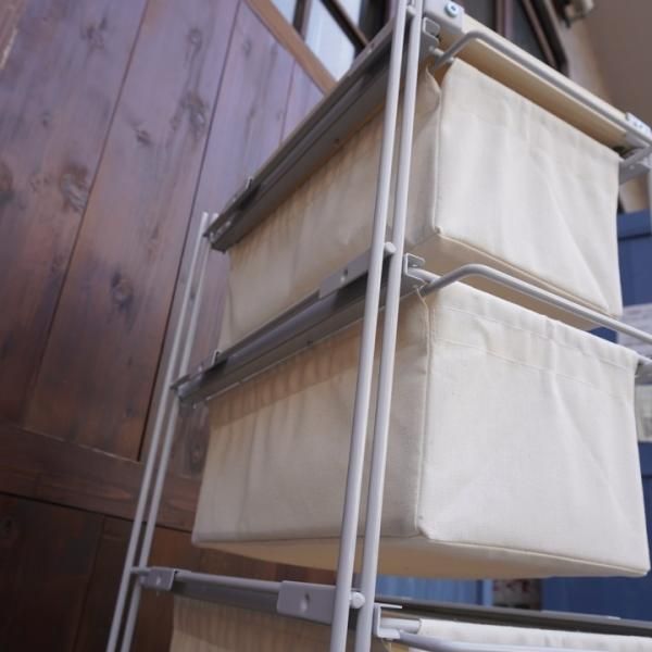 無印良品(MUJI)のスチール4段帆布バスケット付きユニットシェルフ