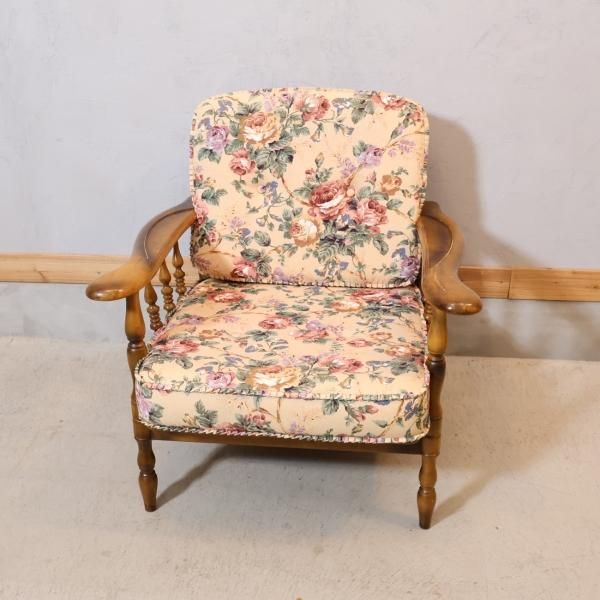 希少】上品 高級 カリモク コロニアル アームチェア クラシカル 花柄