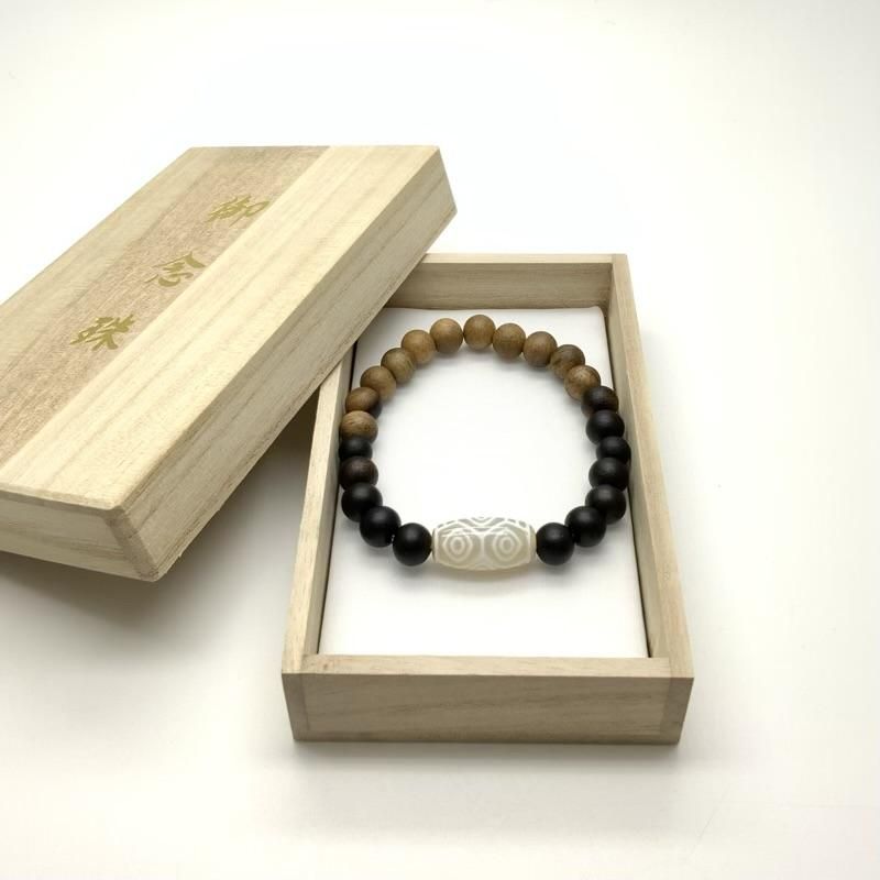 龍眼天珠 黒柿ブレスレット 】 りゅうがんてんじゅ 玉髄 チベット 御