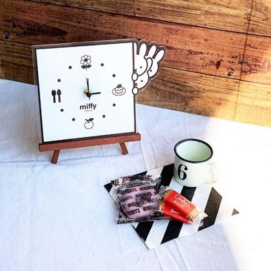 ミッフィー グッズ MIFFY インテリアクロック のぞき WH モノクロ 時計