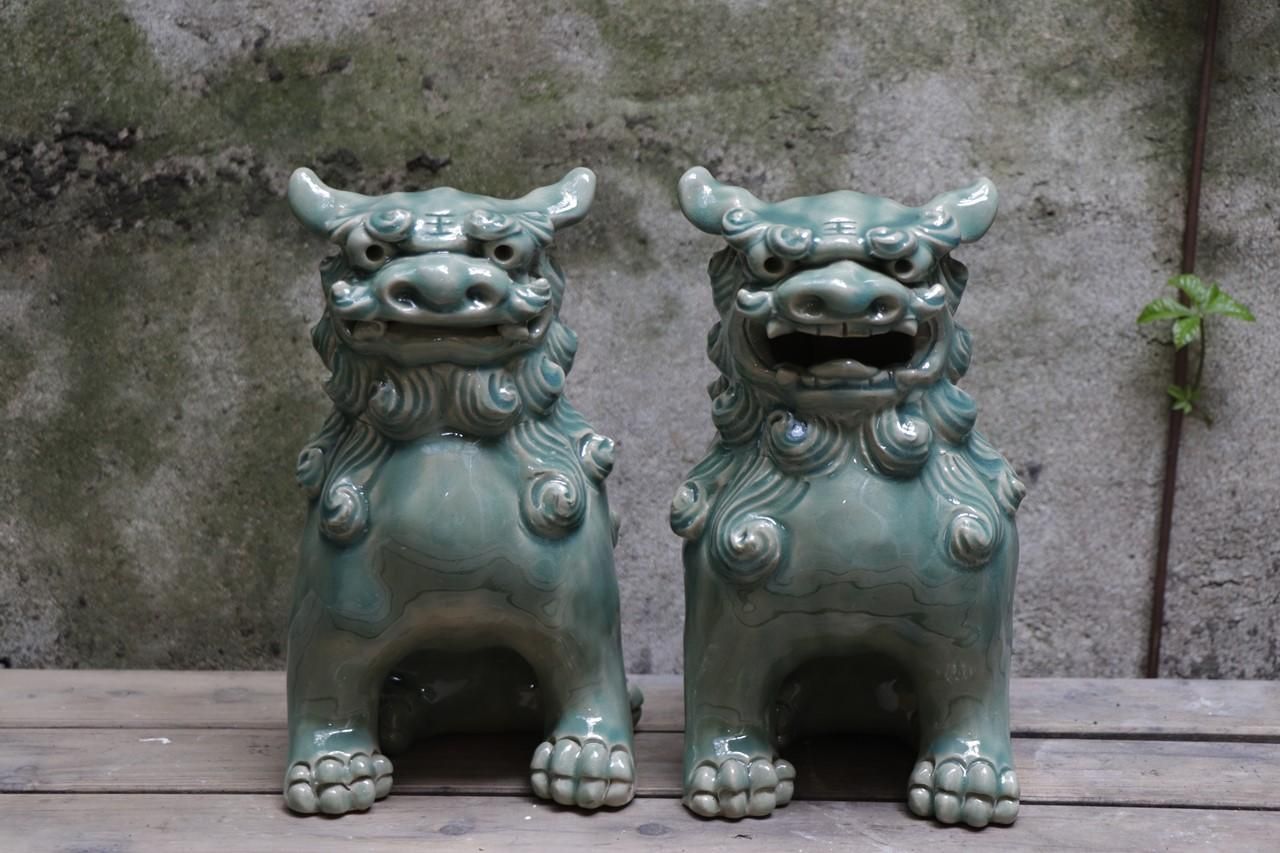 正面20cmシーサー | 壺屋焼 - 育陶園 やちむんの窯元｜沖縄の陶器 和