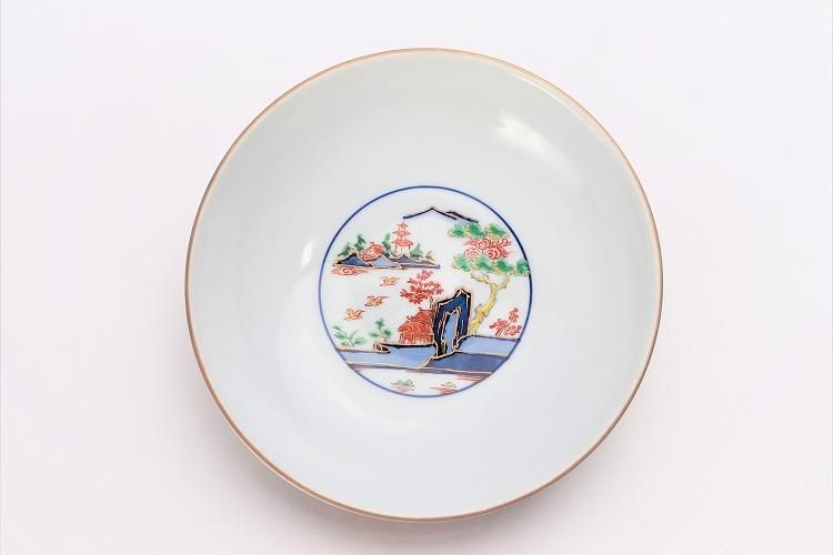 幸楽窯 錦色絵山水蓋丼