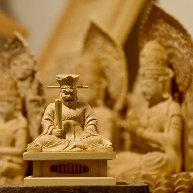 小仏】柘植閻魔大王 金泥 総高7.6cm