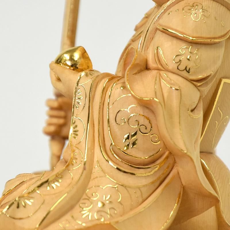 上彫宇賀弁財天（弁才天）座像 桧木坐4.0寸 切金