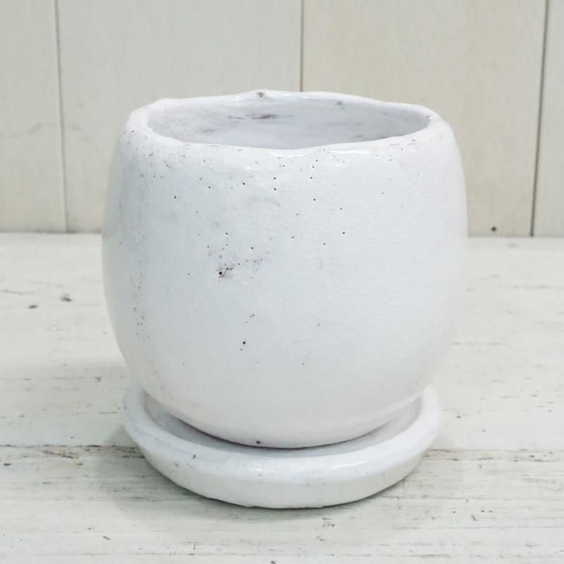 植木鉢 おしゃれ 陶器鉢 アンジェラS (5色)＜ 8.5cm 3号 穴あり 受け皿