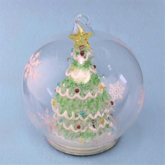 クリスマスガラス細工｜結晶ドームサンタと雪だるま｜フォーカート