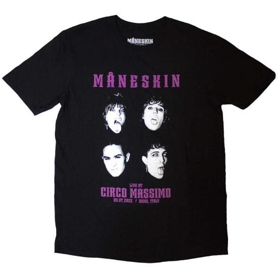 マネスキン Tシャツ MANESKIN LIVE FACES 黒 正規品,バンドTシャツ