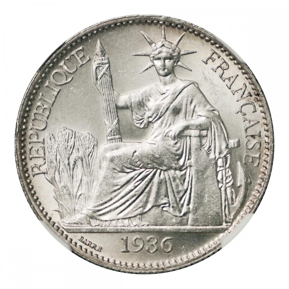 仏領インドシナ 50セント銀貨 1936年 NGC MS64 - セキグチは1964年創業