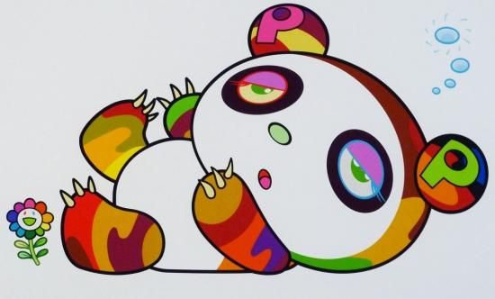 村上隆「パンダちゃん、眠い眠い。」絵画 額付 版画 シルクスクリーン