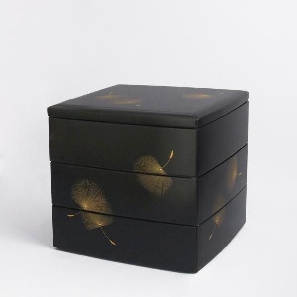 輪島塗 6.5寸 小西啓介作 沈金 飛花 三段重 - 【漆器の通販】漆器の能