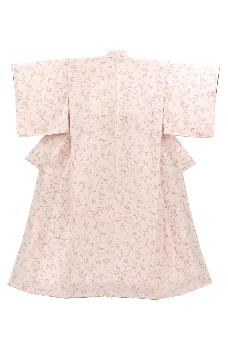 あおき【D-3634】小紋 ピンク色系 花唐草文 :身丈157.5/裄66.5 - 銀座