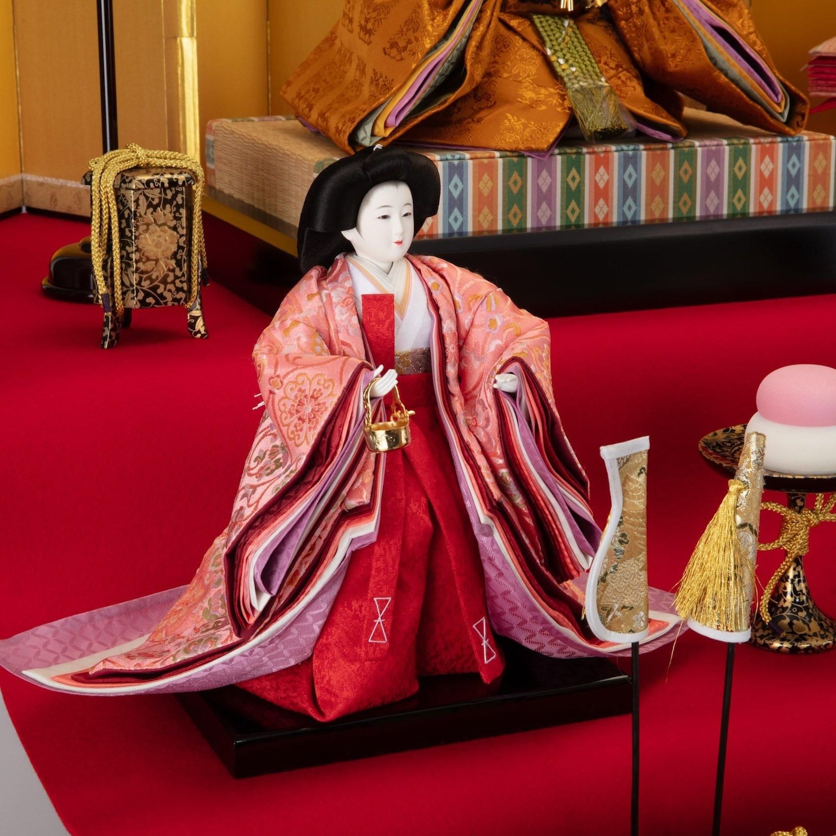 雛人形 八番(京七番) 五人飾り 三段飾り 赤毛せん 大型