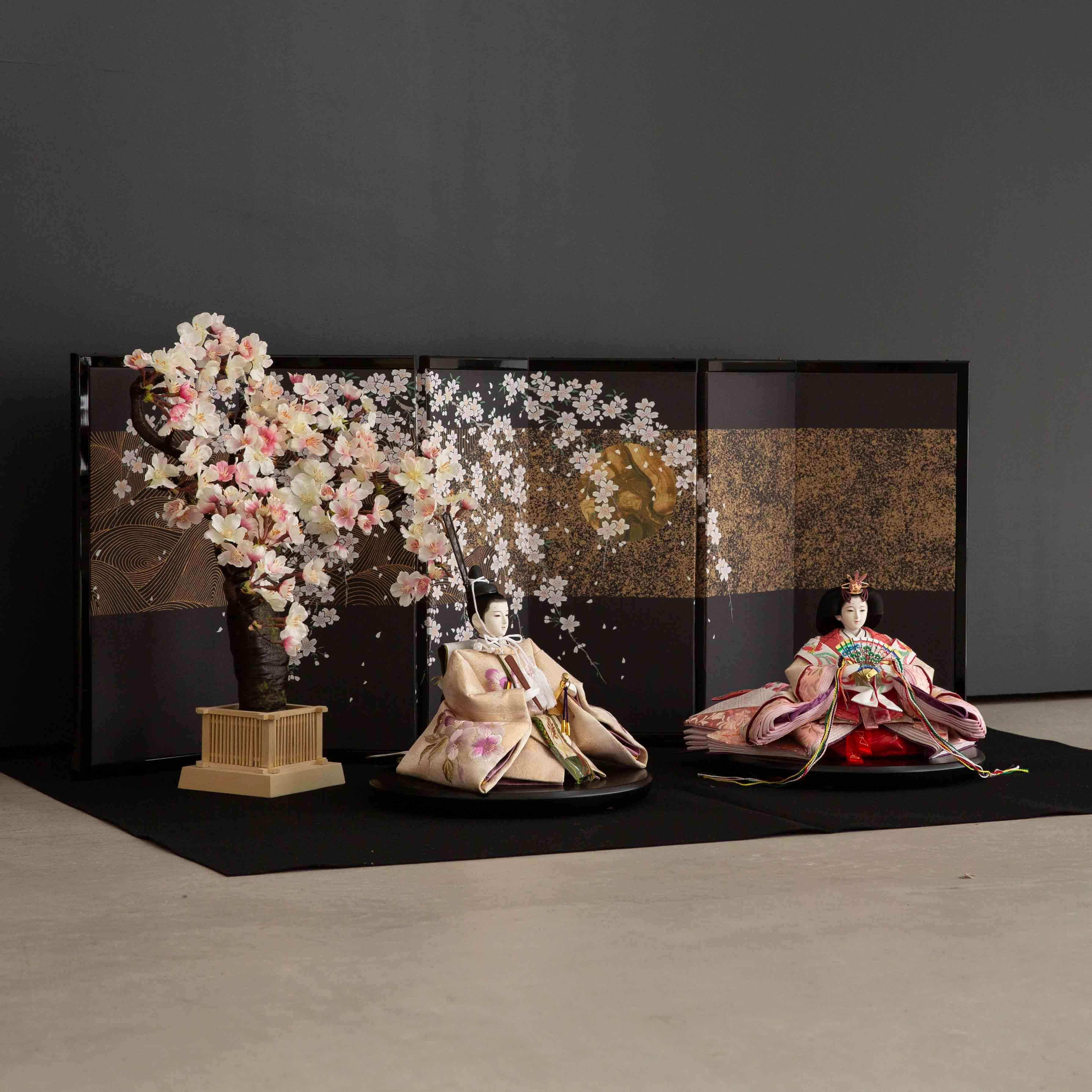 モダン オシャレ 雛人形 大三五 親王飾り 新刺繍 小倉草園