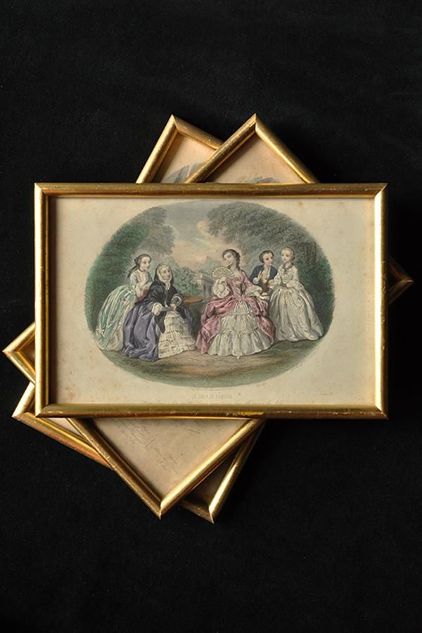 額装された貴婦人画・2B/フランスアンティーク雑貨 絵画 貴婦人画 銅