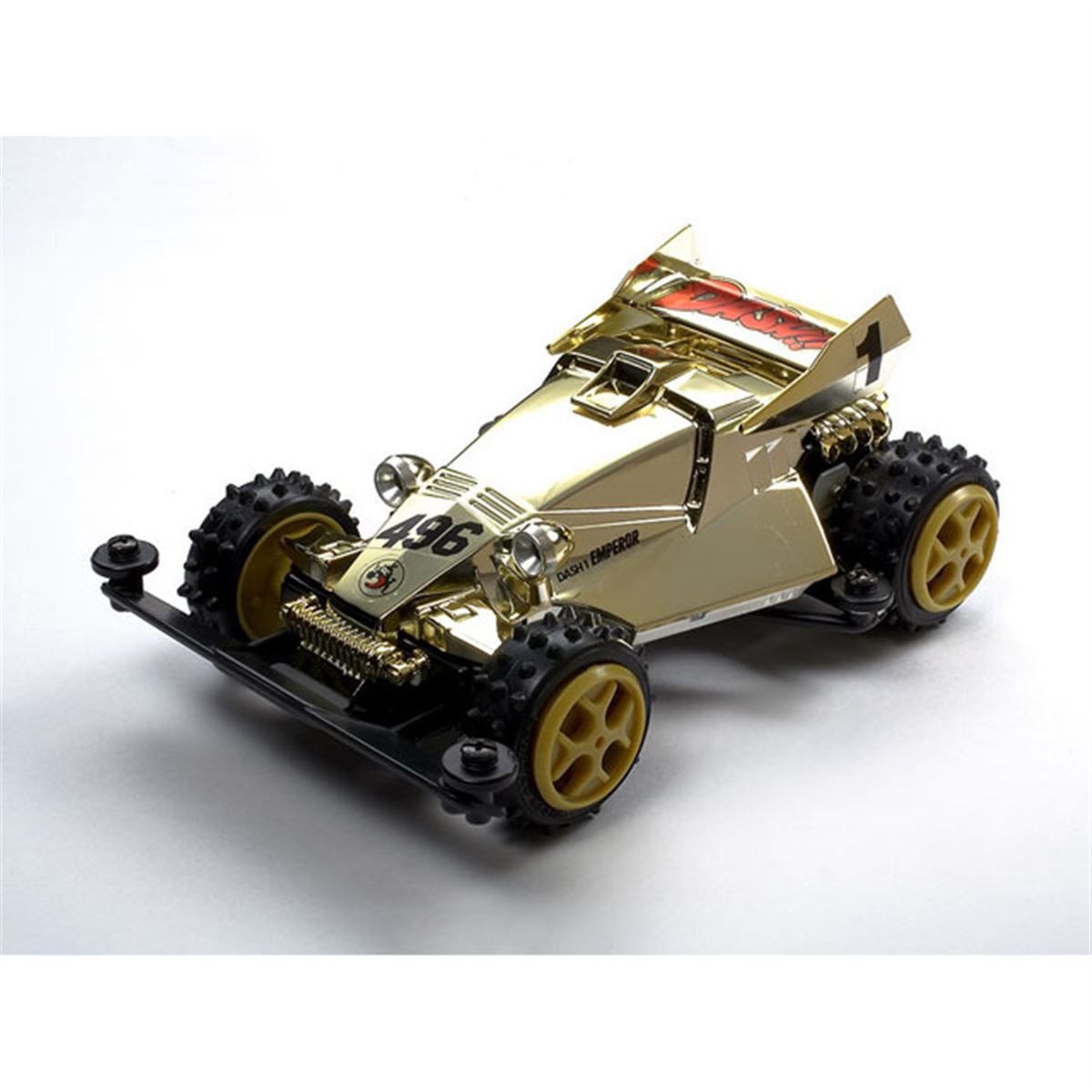 ミニ四駆」エンペラーゴールドボディ入りのグレードアップパーツ