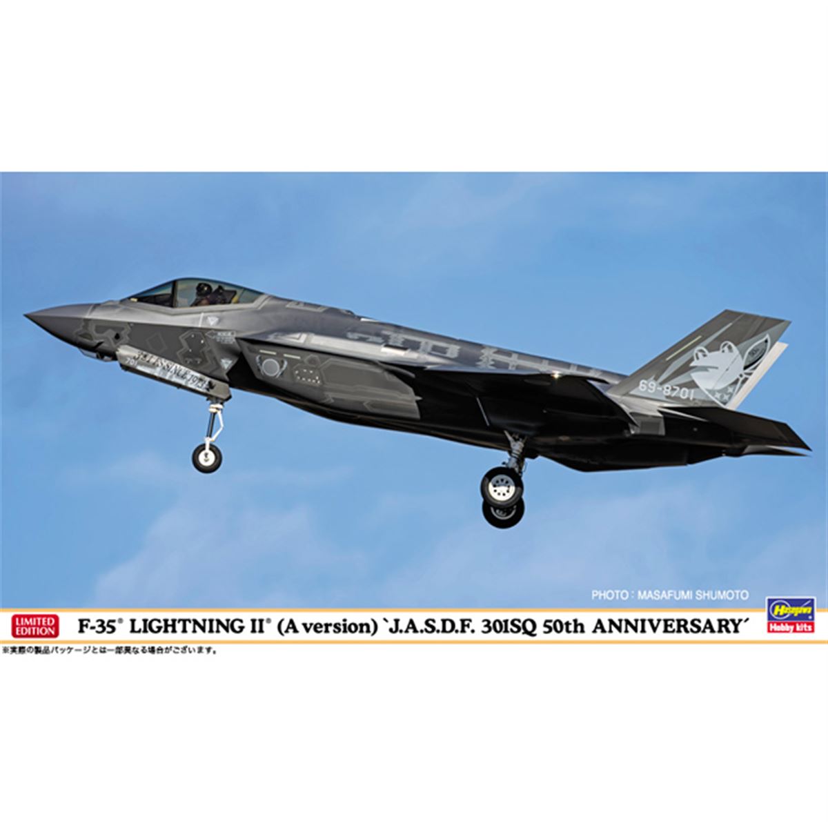 尾翼にカエル”空自第301飛行隊50周年記念塗装を施したF-35の模型、本日