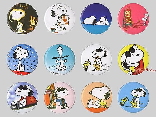 スヌーピー缶バッジ（4.5cm・12個セット） - アメリカン＆カントリー