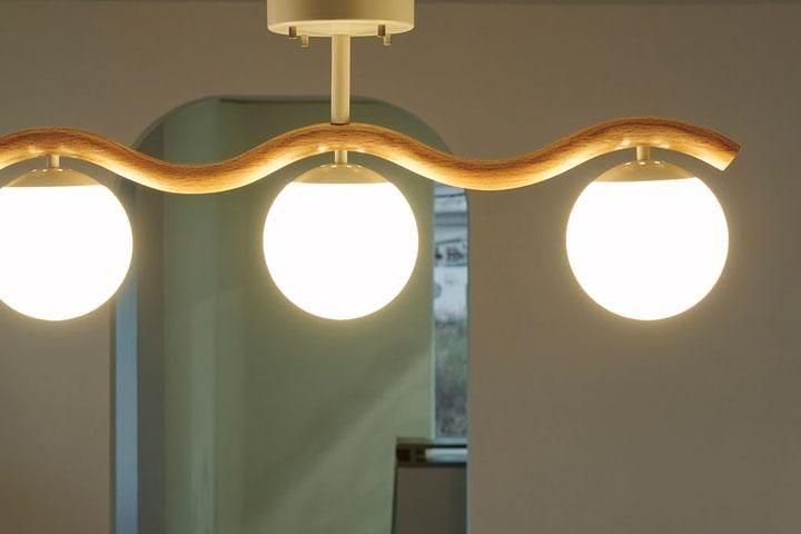 3灯シーリングライト LED 照明 ガラス 木製 Houle｜デザイン照明のCROIX