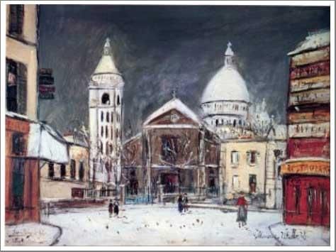 ユトリロ【雪のサンピエール広場】 - 手描き 絵画（油絵複製画）販売の