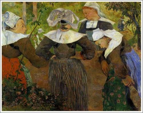 ゴーギャン【四人のブルターニュの女の踊り】 - 手描き 絵画（油絵複製