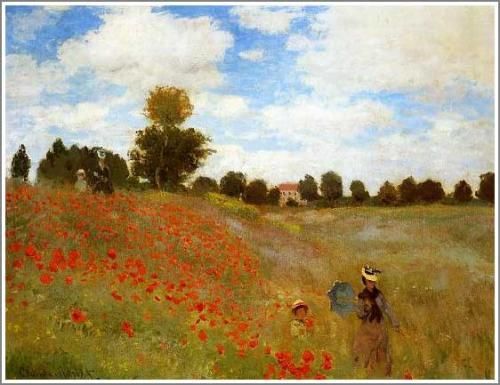 モネ【アルジャントゥイユのひなげし】 - 手描き 絵画（油絵複製画