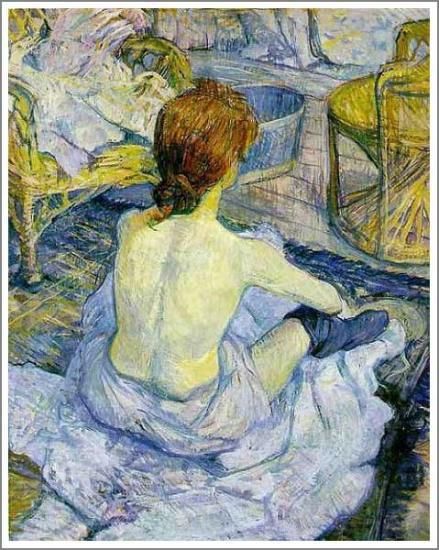 ロートレック【赤毛の女（化粧）】 - 手描き 絵画（油絵複製画）販売の