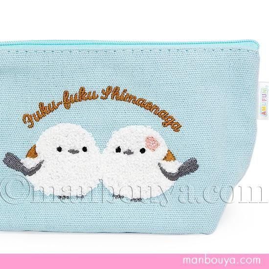 シマエナガ グッズ ポーチ 小鳥 雑貨 アミューズ AMUFUN サガラ刺繍