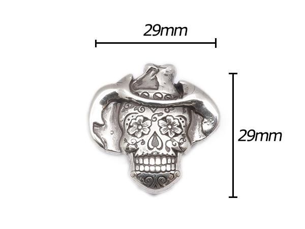 シュガースカルコンチョ カウボーイ ニッケル 29mm×29mm 1ヶ ネジ式