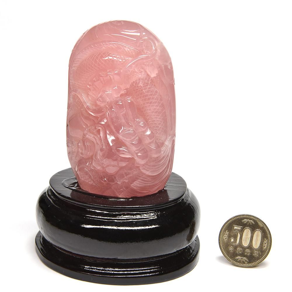 ローズクォーツ「龍」彫刻 91.5x54x39mm #PB521 - プレミアム天然石