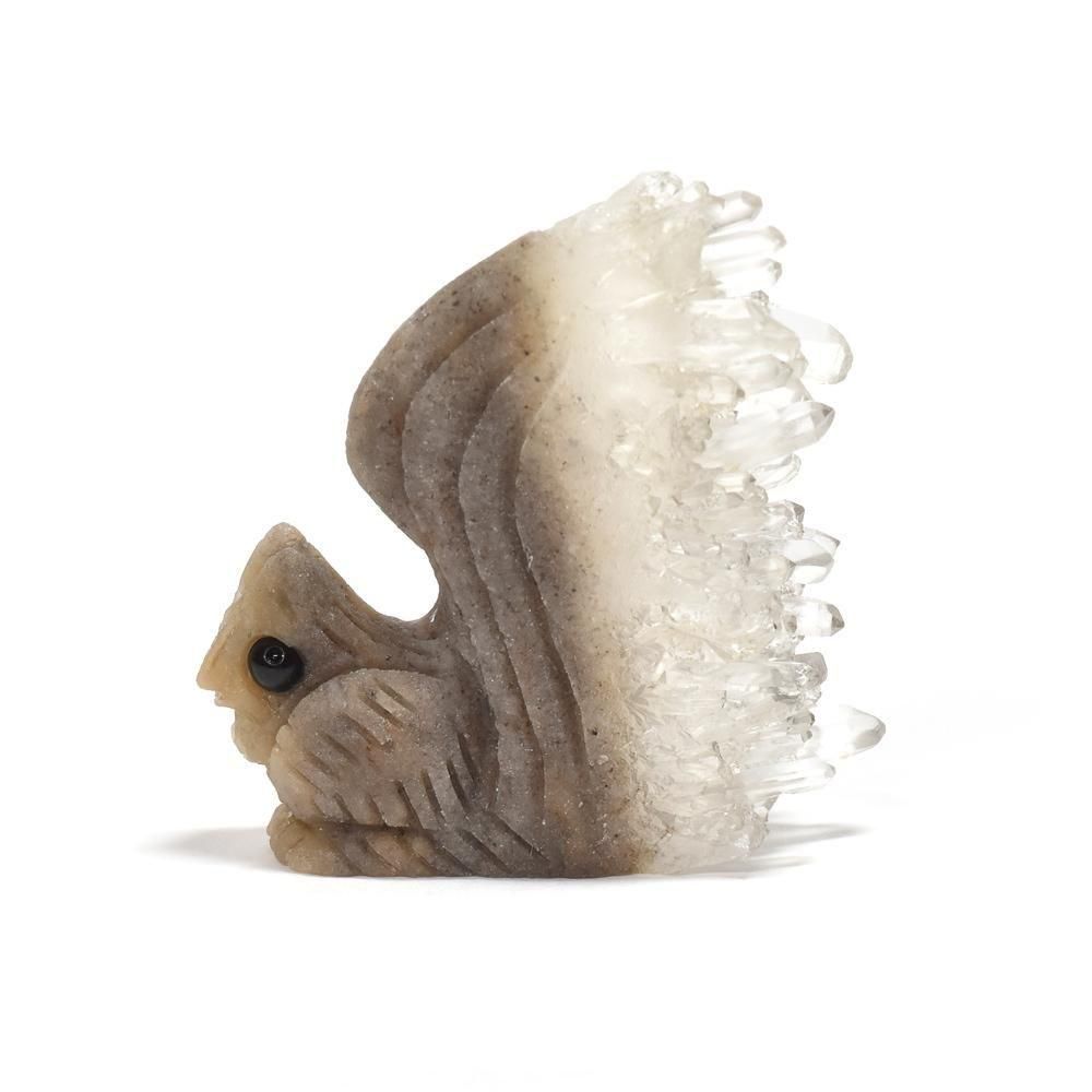 水晶クラスター「リス」彫刻 60x35x65mm #PB089 - プレミアム天然石