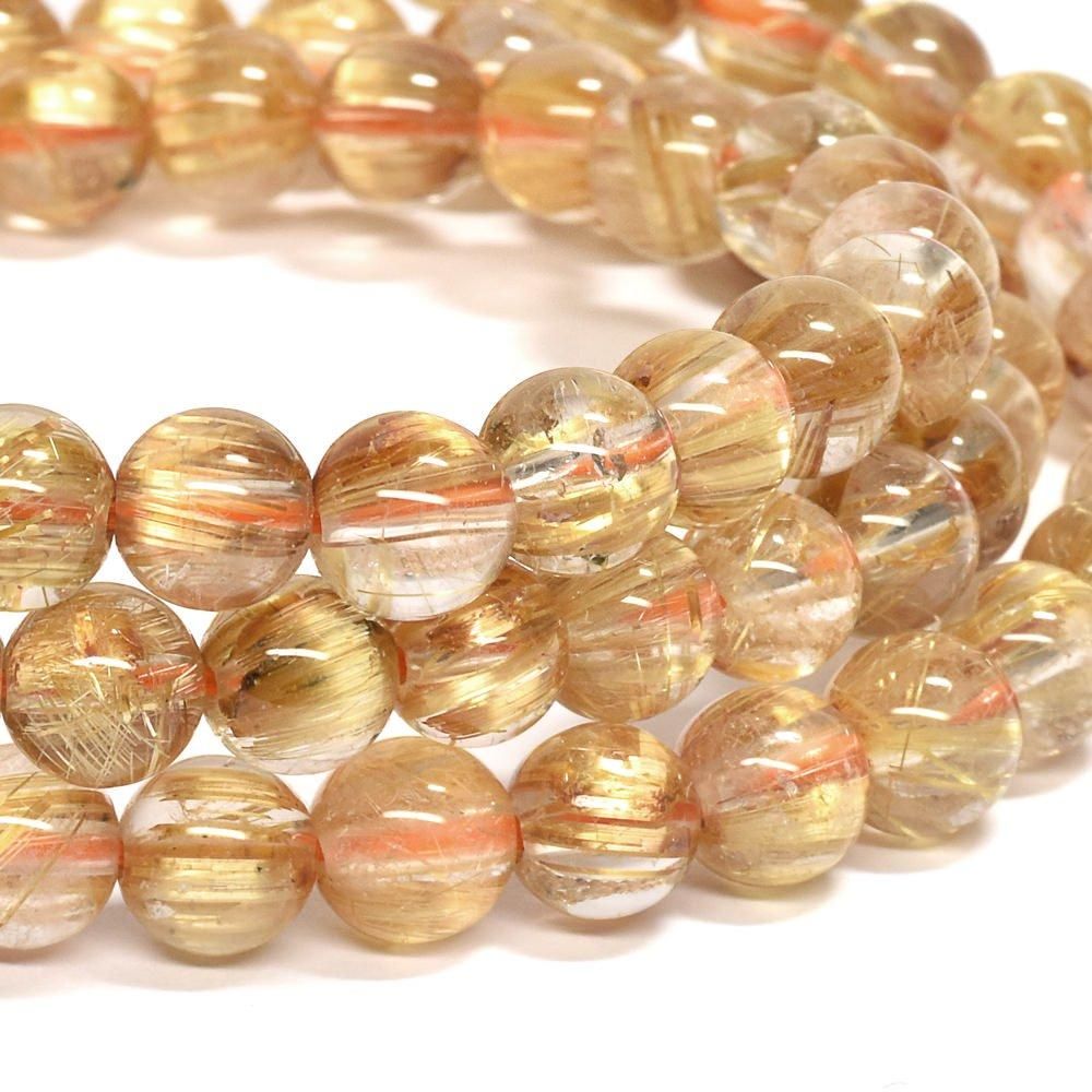 タイチンルチルクォーツ 三連ブレスレット 6mm #QK534 - プレミアム