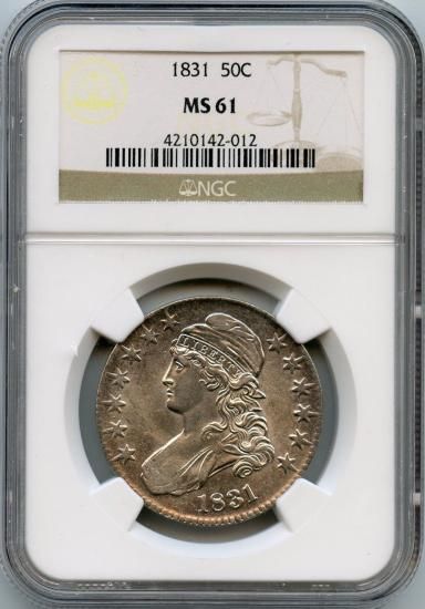 アメリカ 1831 50セント ハーフダラー 銀貨 キャップドバスト NGC MS61