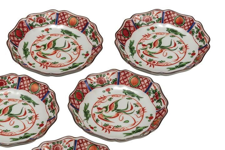 4.2号皿揃 赤絵鳳凰