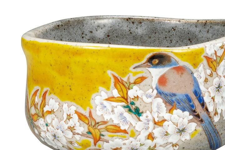 抹茶碗 吉田屋山桜に鳥