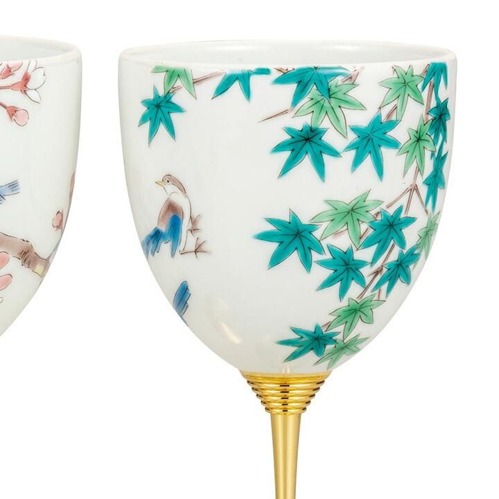 ペアワインカップ 小鳥春秋