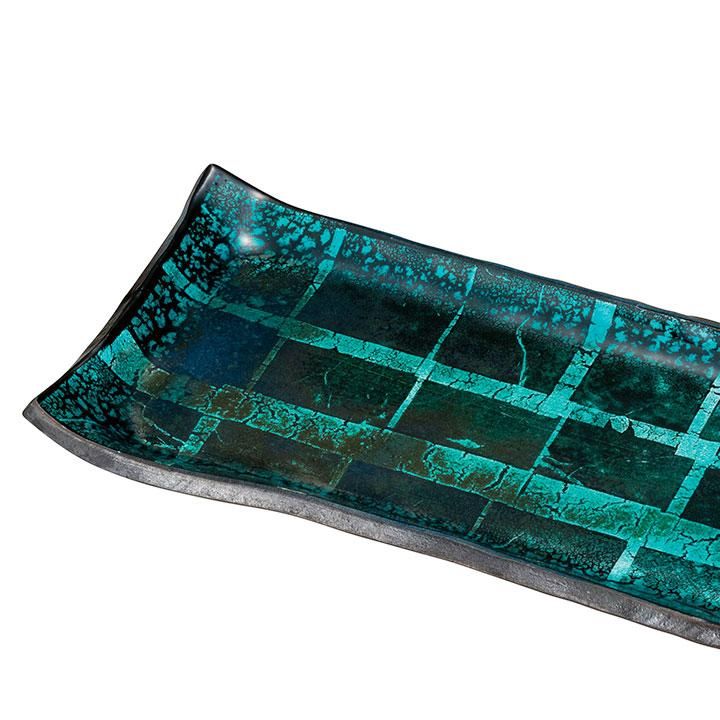 11号長角皿 銀彩 / 博峰窯