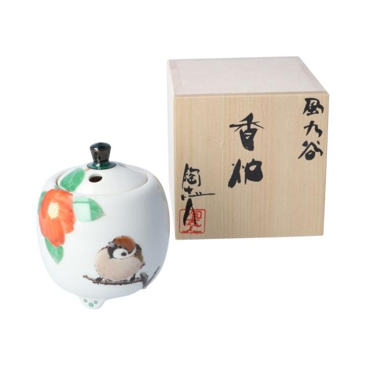 豆香炉 椿雀図 / 中村陶志人 | - 九谷焼通販 陶らいふ｜九谷焼の販売専門店