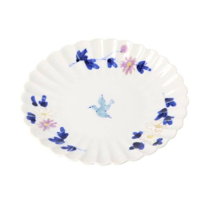 九谷焼 宮腰綾 菊唐草 花型5寸皿 5枚 宮腰綾 菊唐草 5寸菊皿 | 九谷焼