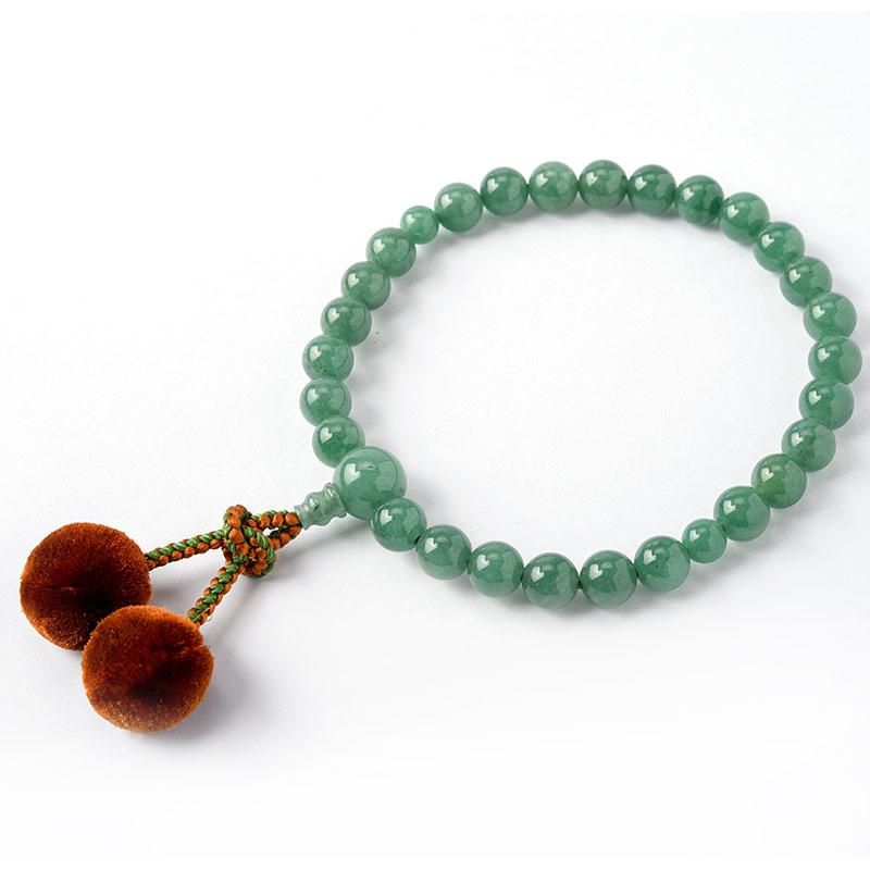 全宗派】 片手念珠・略式数珠 印度翡翠(インドヒスイ) 房は絹 (男女