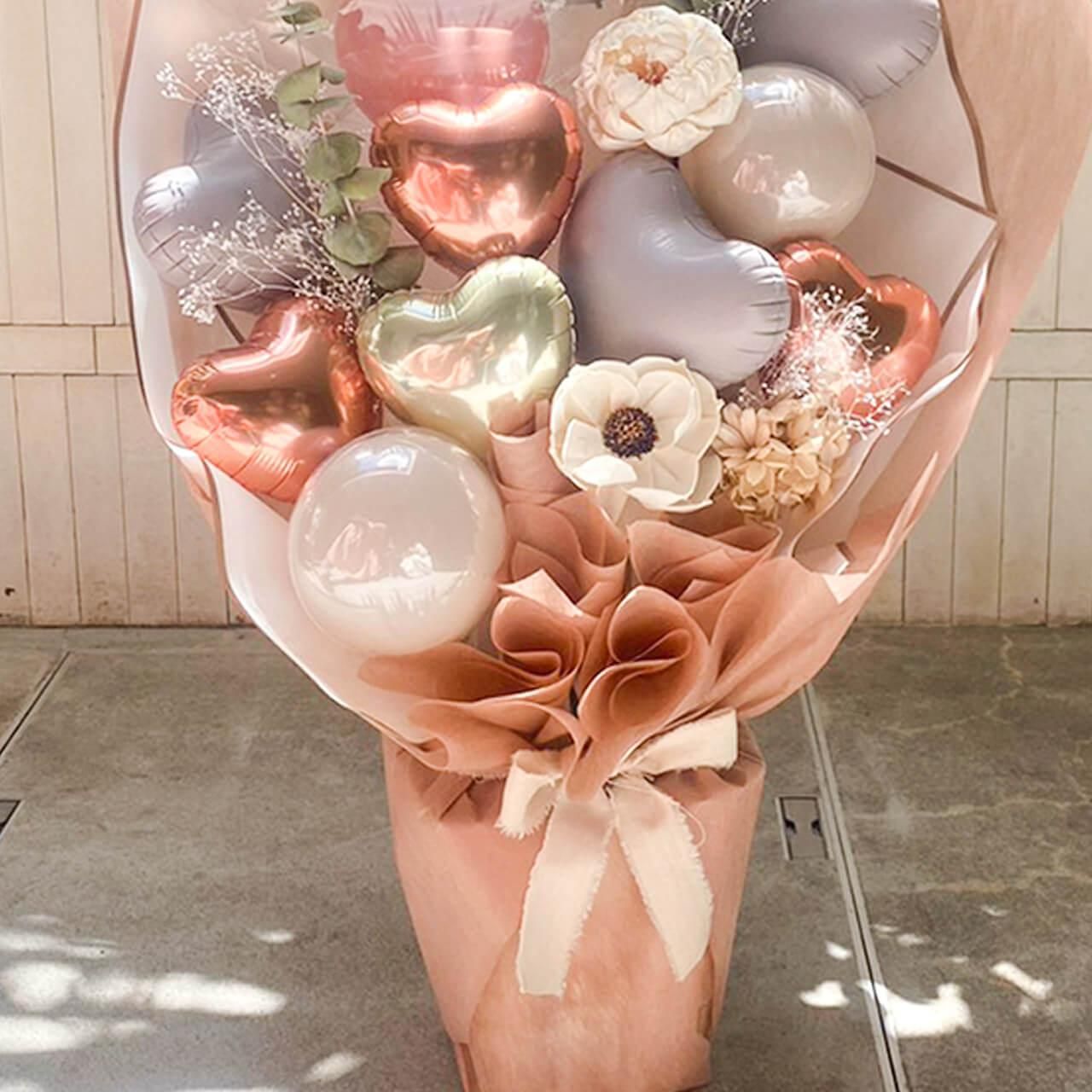 結婚式/電報】名入れ無料 おしゃれドライフラワー バルーン電報 Flole