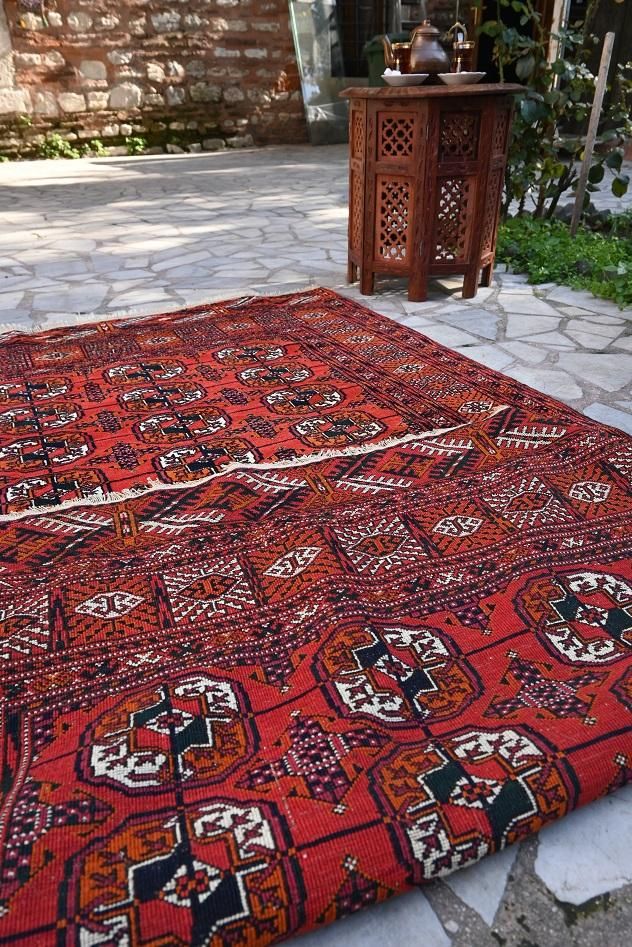 オールド絨毯/トルクメン・ブハラ/トライバルラグ約197×115cm - 手織り