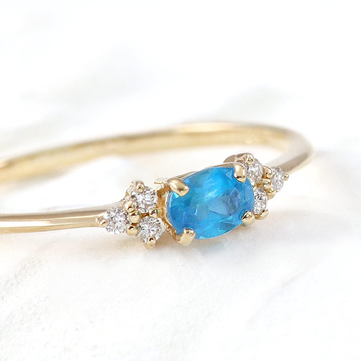 K18YG ダイヤモンド＆アパタイト リング プレゼントに|ギフト専門通販