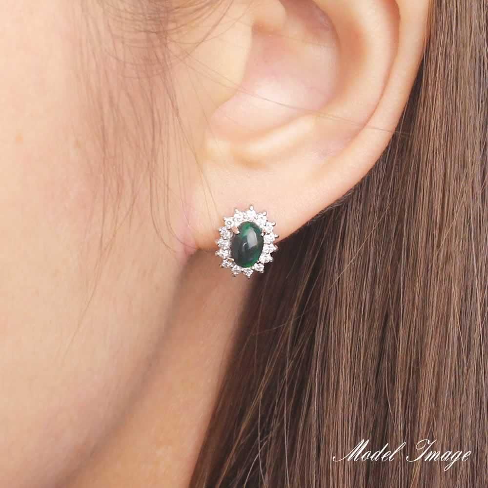 彼女へのプレゼント Pt900 ブラックオパール＆ダイヤモンド ピアス