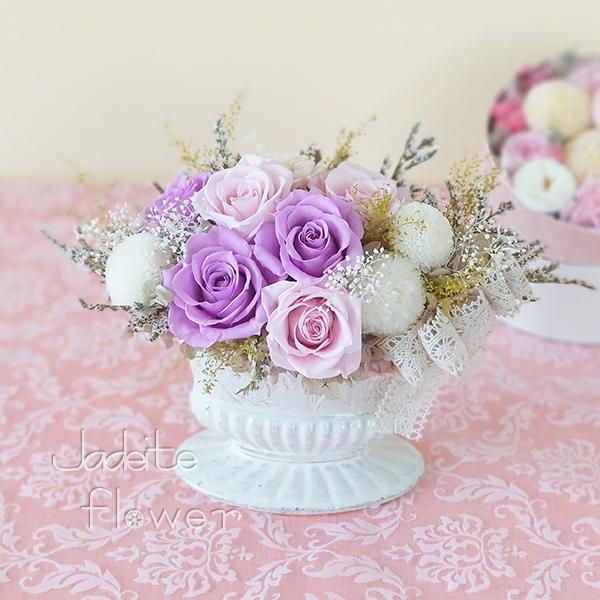 プリザーブドフラワーラウンドブーケ（ブライダルホワイト）【ジェイ