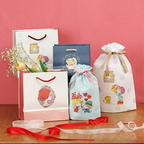 水森亜土 ギフトバッグ(M) ブーケ ラッピング袋