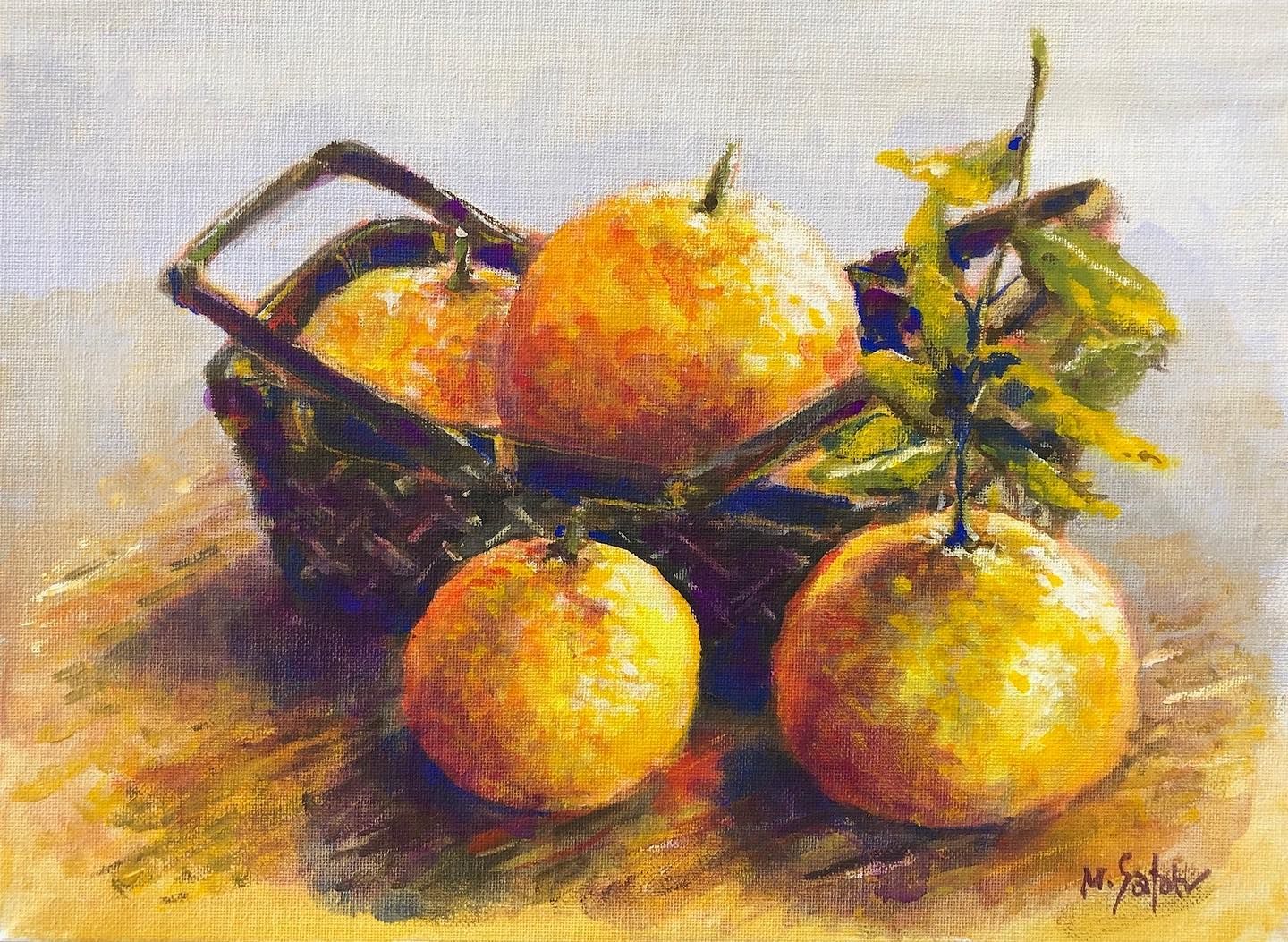 冬の夏みかん」 アクリルガッシュ キャンバス F4 #アクリル画